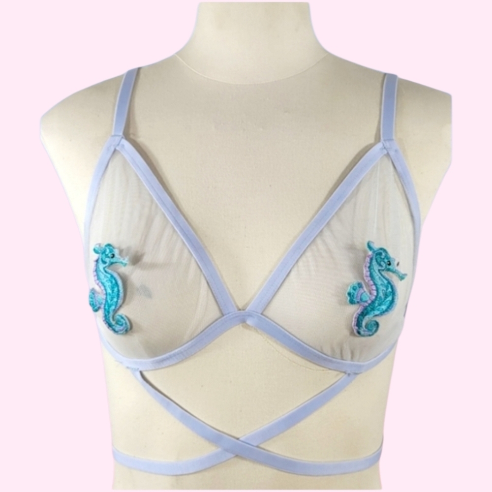 Sheer Seahorse Bralette Mermaid Festival Lingerie New Orleans Womens Size S